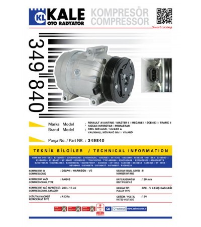 KLIMA KOMPRESORU RENAULT MASTER II MEGANE I SCENIC I TRAFIC II NISSAN INTERSTAR