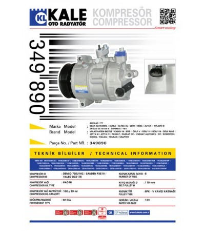 KLIMA KOMPRESORU CADDY GOLF V JETTA PASSAT TIGUAN TOURAN A3 LEON OCTAVIA 1.6 1.9 2.0 TDI 1.6FSI / TSI CAYA CAYB CAYC CLNA CAXA CMSB