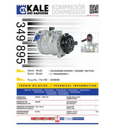 KLIMA KOMPRESORU VOLKSWAGEN PHAETON TOUAREG MULTIVAN V TRANSPORTER V T5 2.5TDI 03>