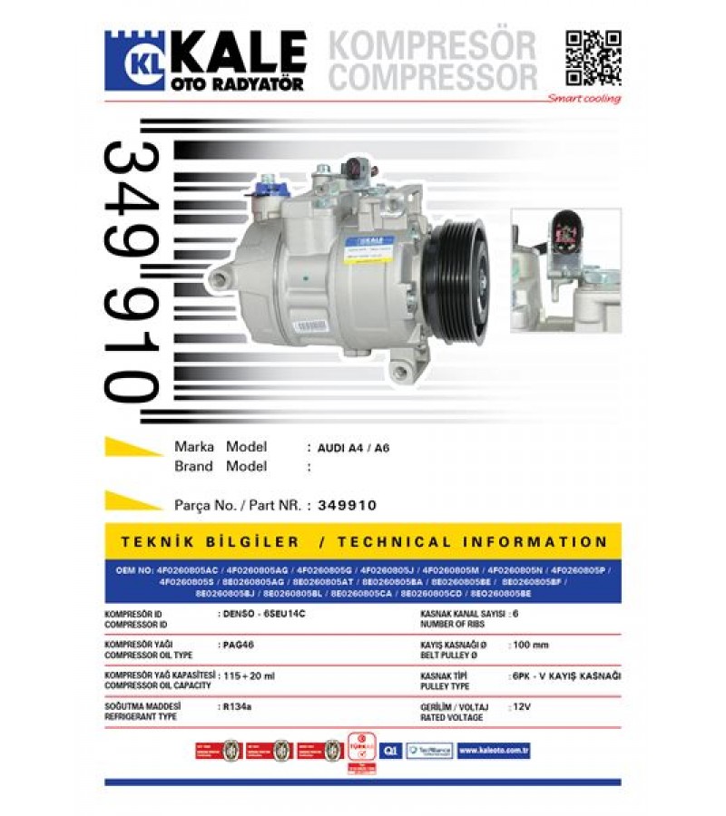 KLIMA KOMPRESORU AUDI A6 2,0TDI / TFSI 05>11