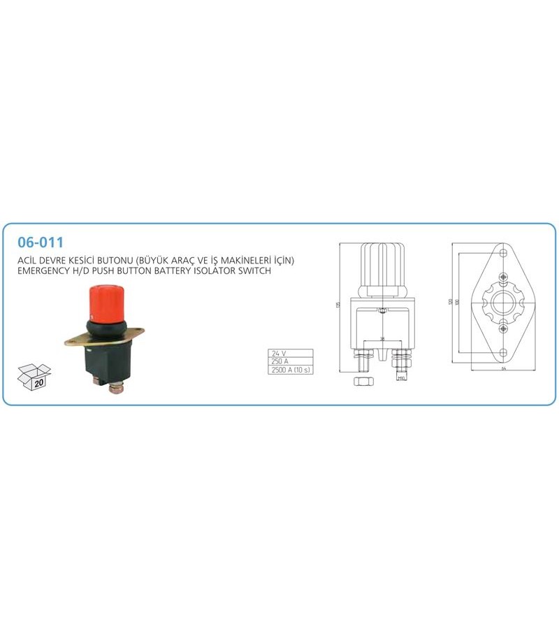 DEVRE KESICI ACIL BUTON BUYUK ARAC VE IS MAKINALARI ICIN YENI