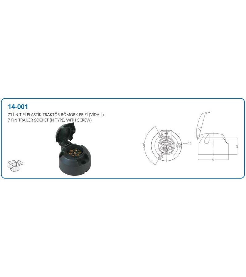 ROMORK SOKETI 7 PIN (N TIPI - VIDALI) 12V - AGCO / DAF / FORD / IVECO / KÖGEL / VOLVO