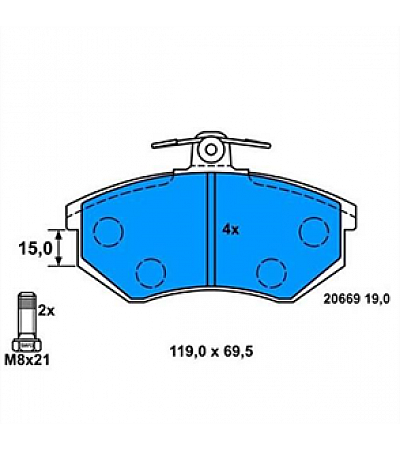 FREN BALATASI ON (119 MM) VOLKSWAGEN PASSAT GOLF III POLO CA DDY II PASSAT 95 SEAT CORDOBA IBIZA TOLEDO 00
