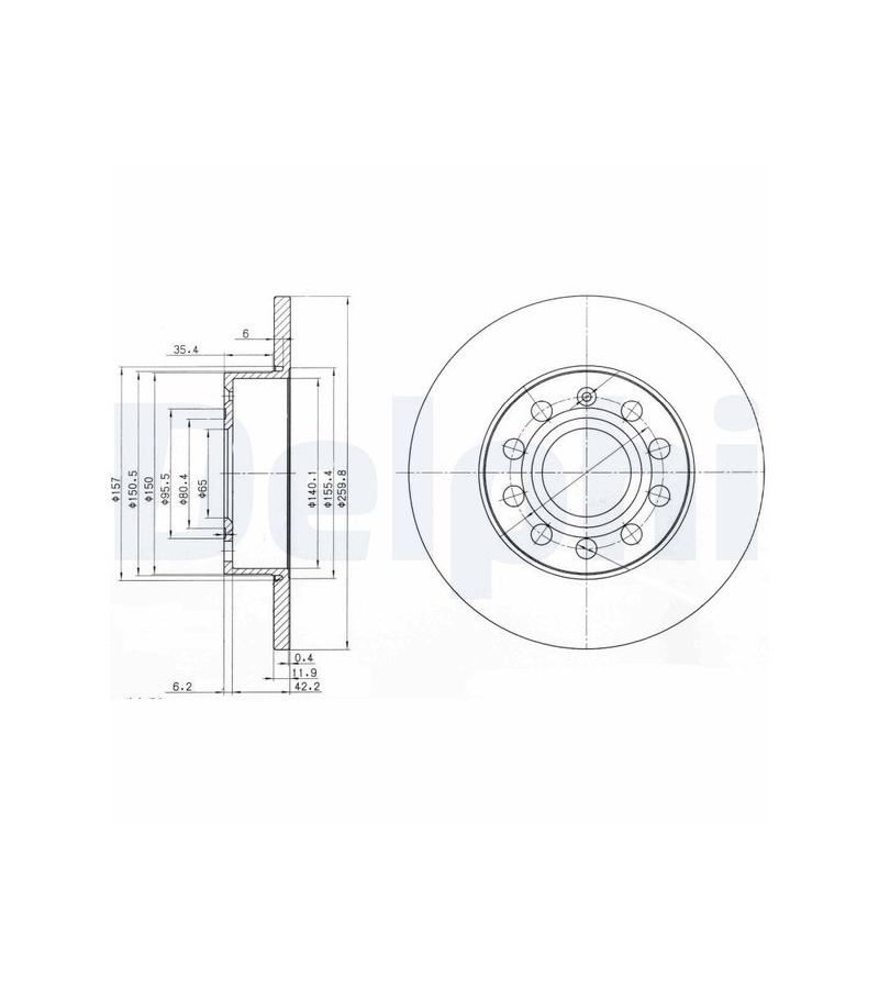 FREN DISKI ARKA (5D 260MM) CADDY III GOLFVVI JETTA III 04
