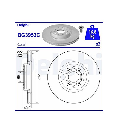 FREN DISKI ON (5D 312 MM) SEAT LEON 13 VOLKSWAGEN GOLF VVIVI I 07
