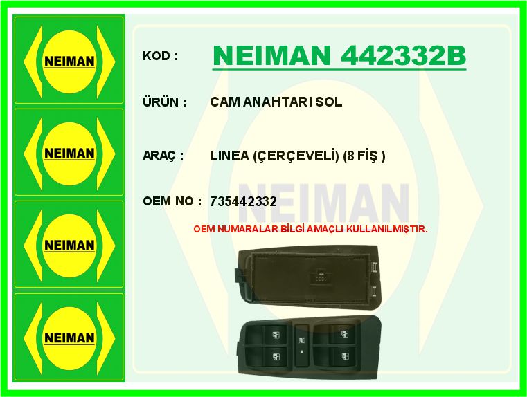 CAM ANAHTARI SOL LINEA (ÇERÇEVELİ) ( 8 FİŞ )