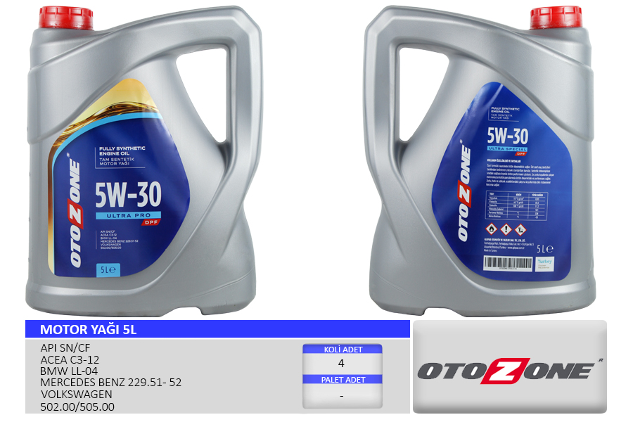 MOTOR YAĞI 5W30 5 LT ULTRA PARTİKÜLLÜ-DPF TAM SENTETİK API SN/CF